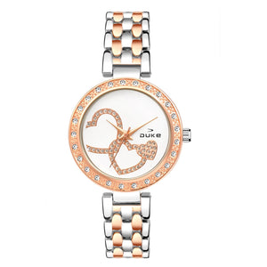 Duke Women Analog Studded Dial Metal Bracelet Strap Wrist Watch (DK7004RW02C)